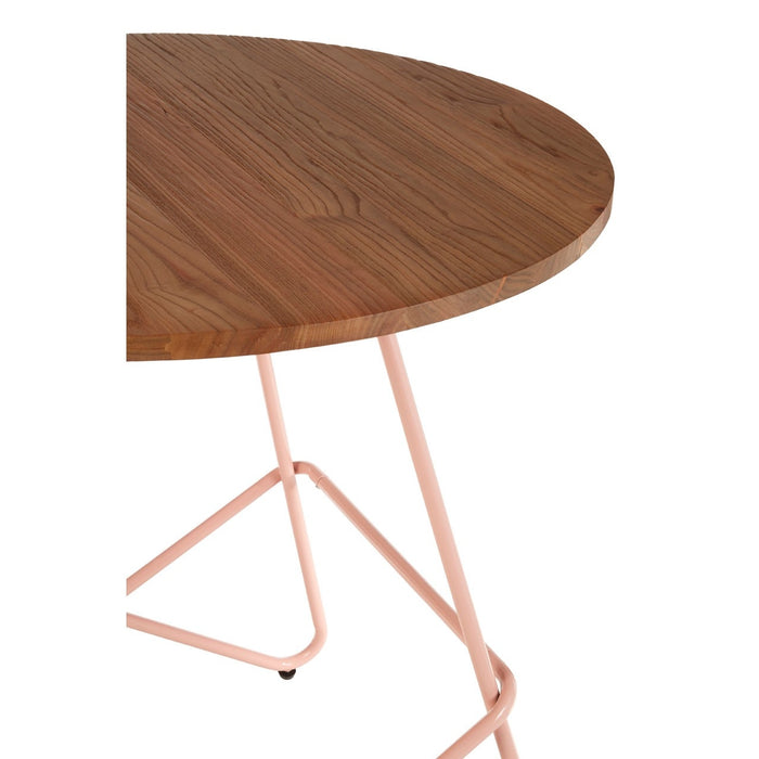 Gianina Pink Metal & Elm Wood Round Table