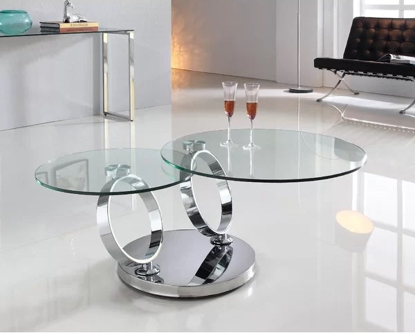 Magic Round Rotating Glass Coffee Table