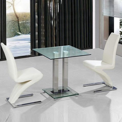 Alba Square Clear Glass Dining Table with 2 Z Chairs