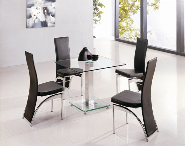 Alba Square Clear Glass Dining Table with Ashley Chairs