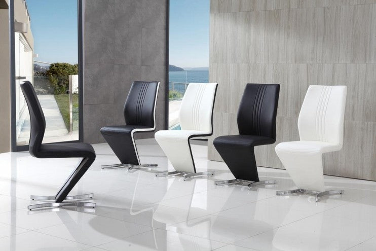 Black leather hotsell dining chair modern