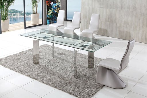 Tower Clear Glass Dining Table with Armani Chairs
