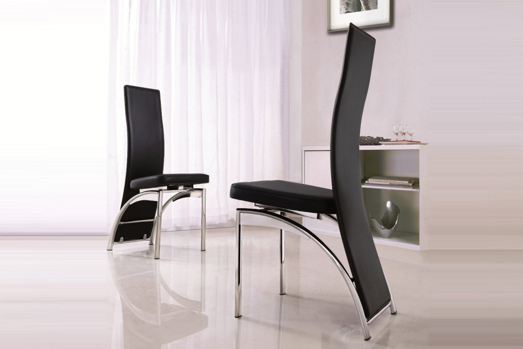 Black leather chrome dining chairs 2025