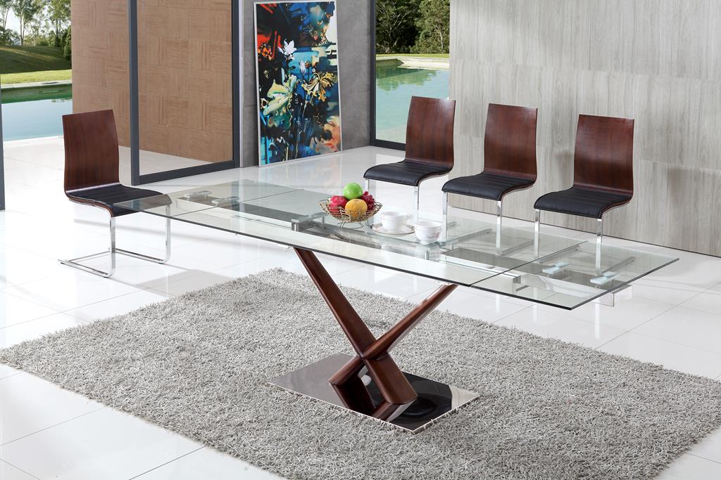 Axel Extendable Glass Dining Table with Amanda Chairs Set