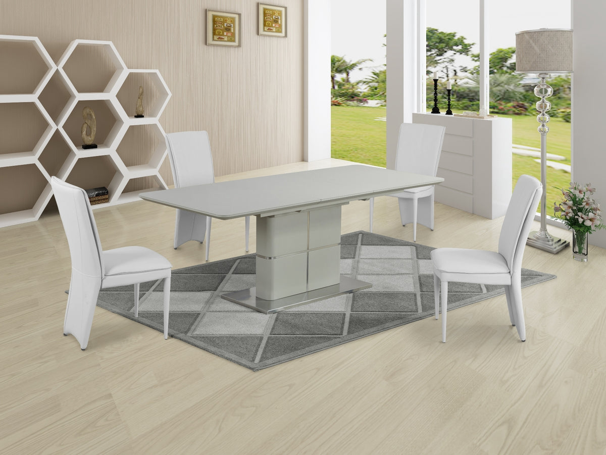 Andria Cream Extending Dining Table Glass Vault Furniture
