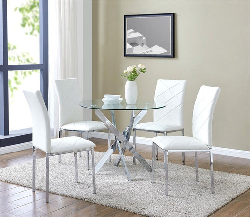 Balmoral Round Clear Glass Dining Table with Colombia Chairs
