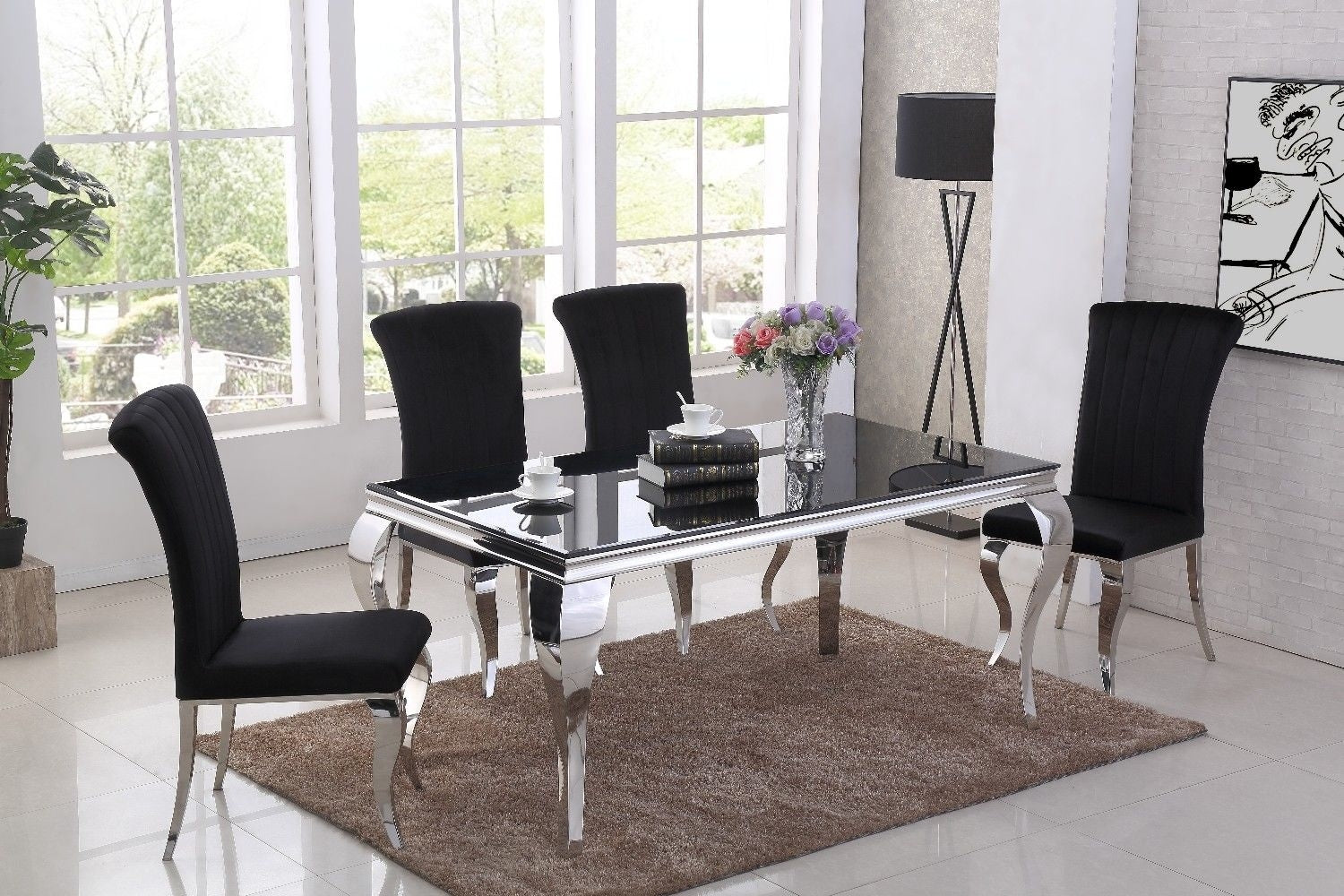 Adelaide Black Glass Dining Table Glass Vault Furniture