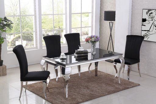 Adelaide Glass Dining Table with Azra Velvet Dining Chair