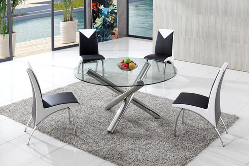 Branseo Round Glass Dining Table with Angel Dining Chairs