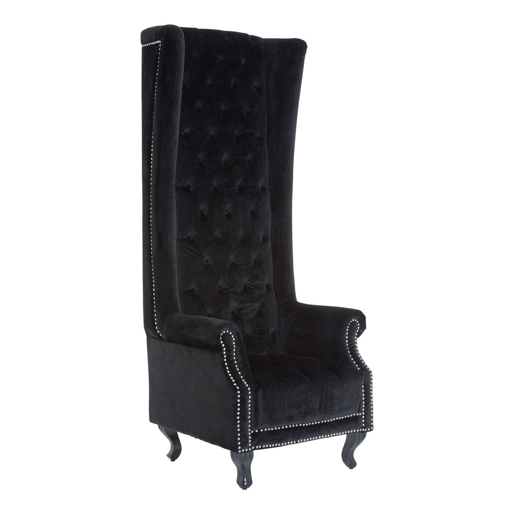 Carl Black Velvet Tall Porter Chair