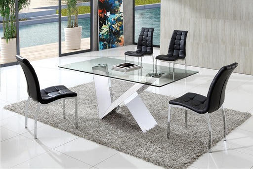 Carsen Contemporary Glass Dining Table with Akira Dining Chairs