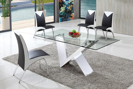 Carsen Modern Glass Dining Table with Angel Dining Chairs Set