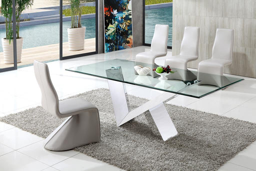 Carsen Clear Glass Dining Table with Armani Dining Chairs