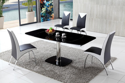 Cattalan Black Glass Dining Table with Angel Dining Chairs
