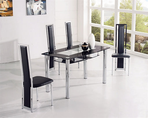 Atlanta Large Black Glass Dining Table and Amalia Chairs