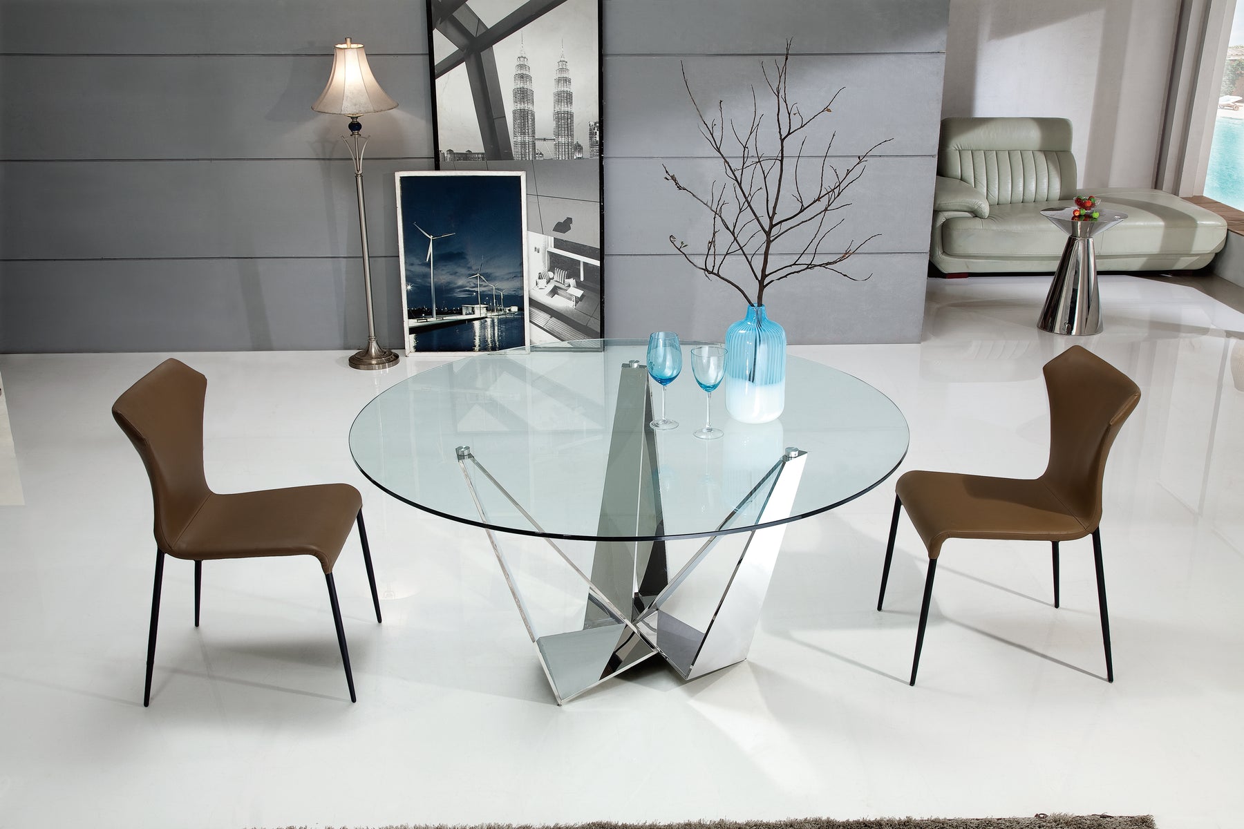 Naples Round Glass Dining Table