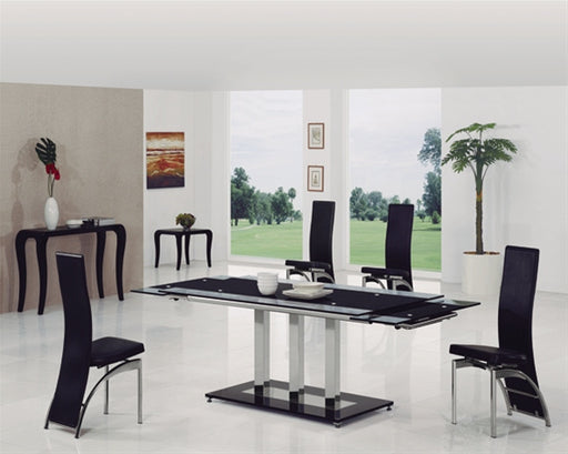 Dakota Black Glass Dining Table with Ashley Dining Chairs