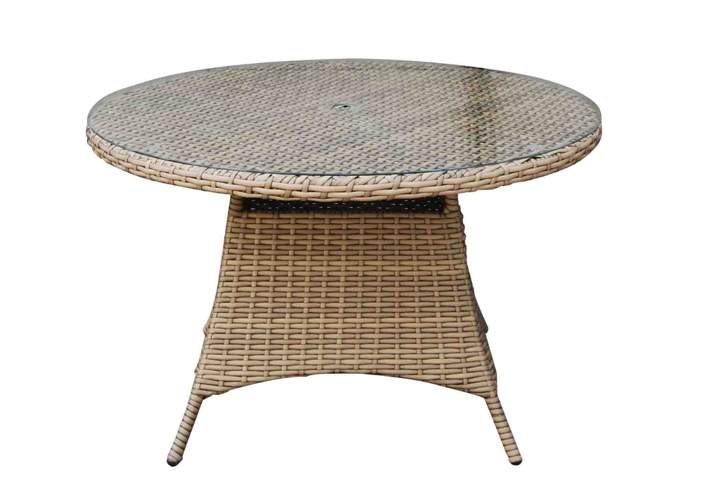 Darcey Rattan Cube 4 seat round dining set high back chairs
