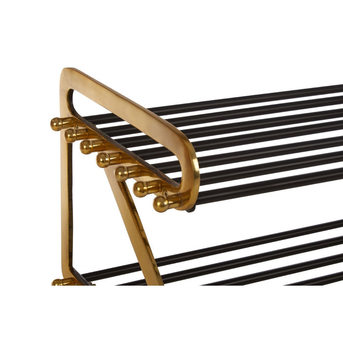 Black and 2025 gold shoe rack
