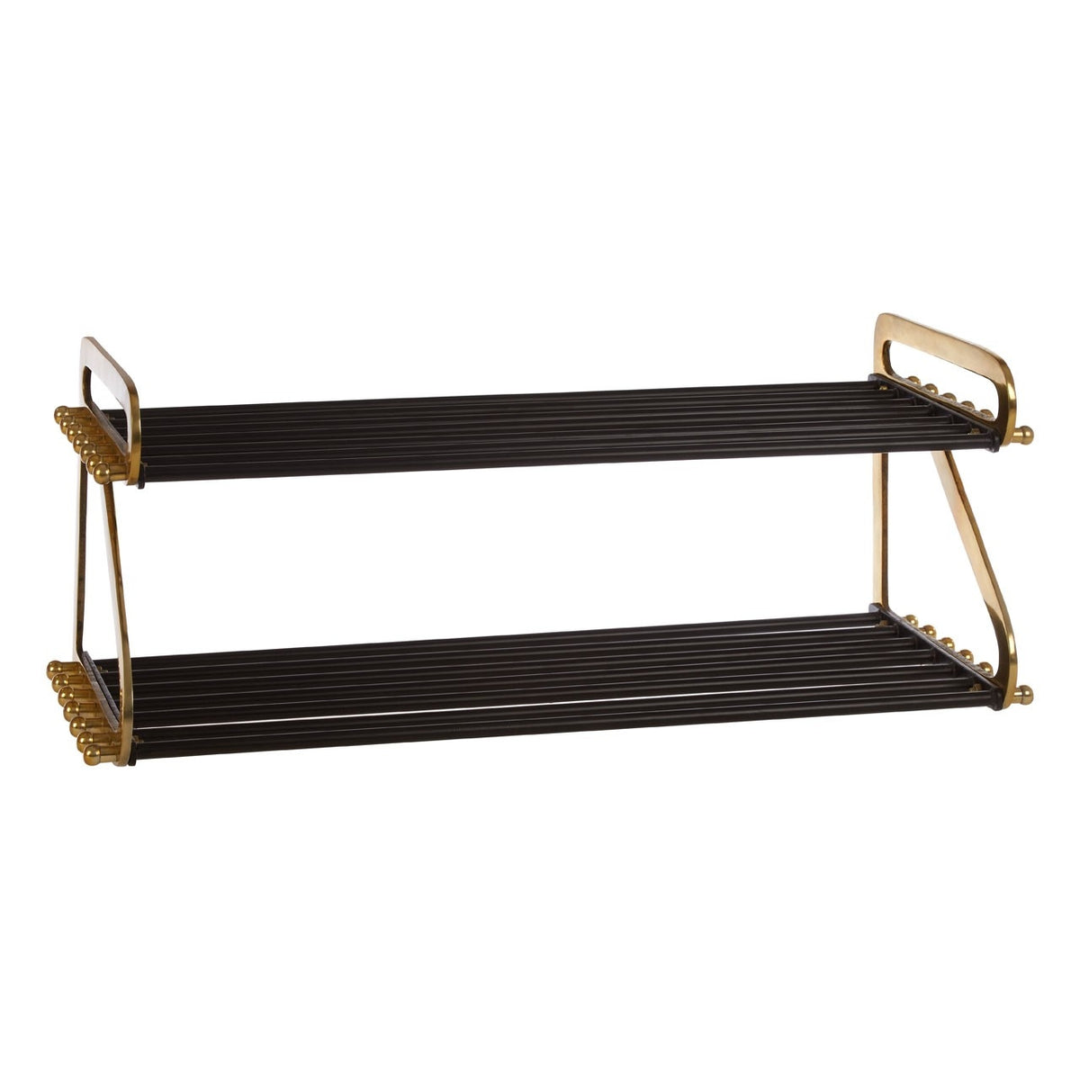 Elda 2 Tier Brass Shoe Rack Glass Vault Furniture