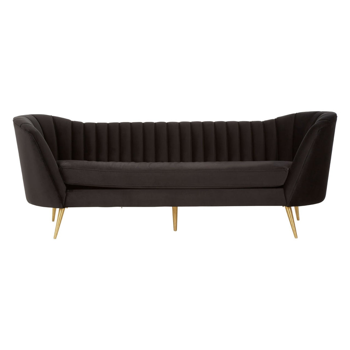 Black velvet couch with gold sales legs