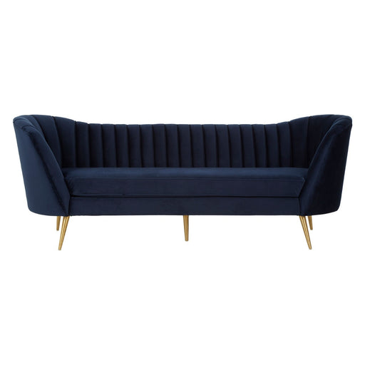 Emeril 3 Seat Blue Velvet Sofa