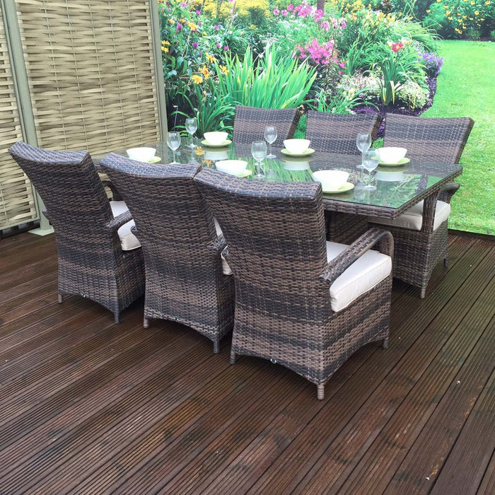 Florence Rattan Cube Dining Set in 8mm flat Brown Weave
