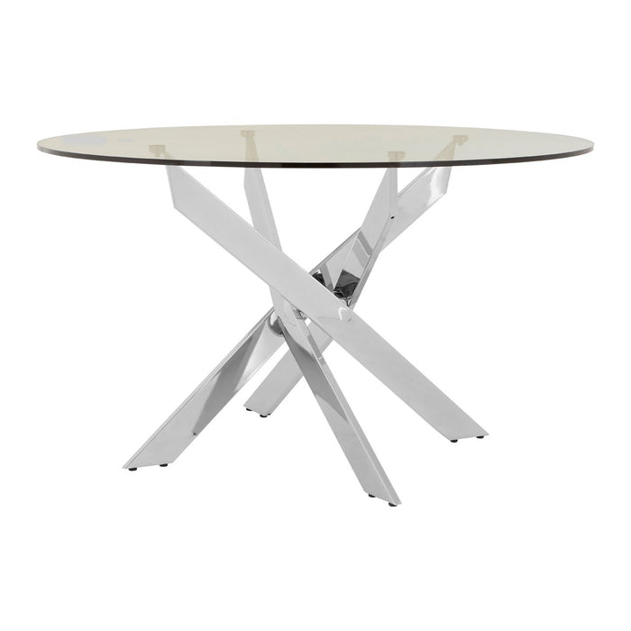 Ginevra Intersected Chrome Round Dining Table