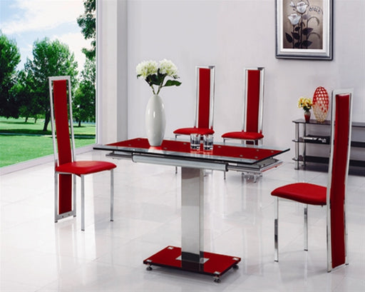Gomaz Contemporary Extendable Glass Dining Table with Amalia Dining Chairs