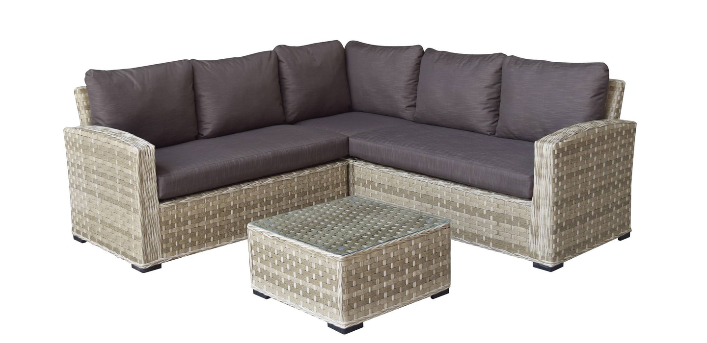 Grace Rattan Cube Corner Sofa in Caramel or Grey Weave