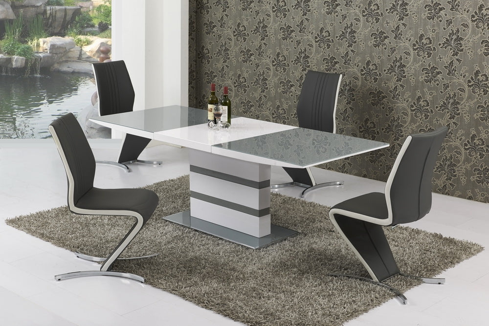 Ampelio BIG Grey & White High Gloss Extending Dining Table