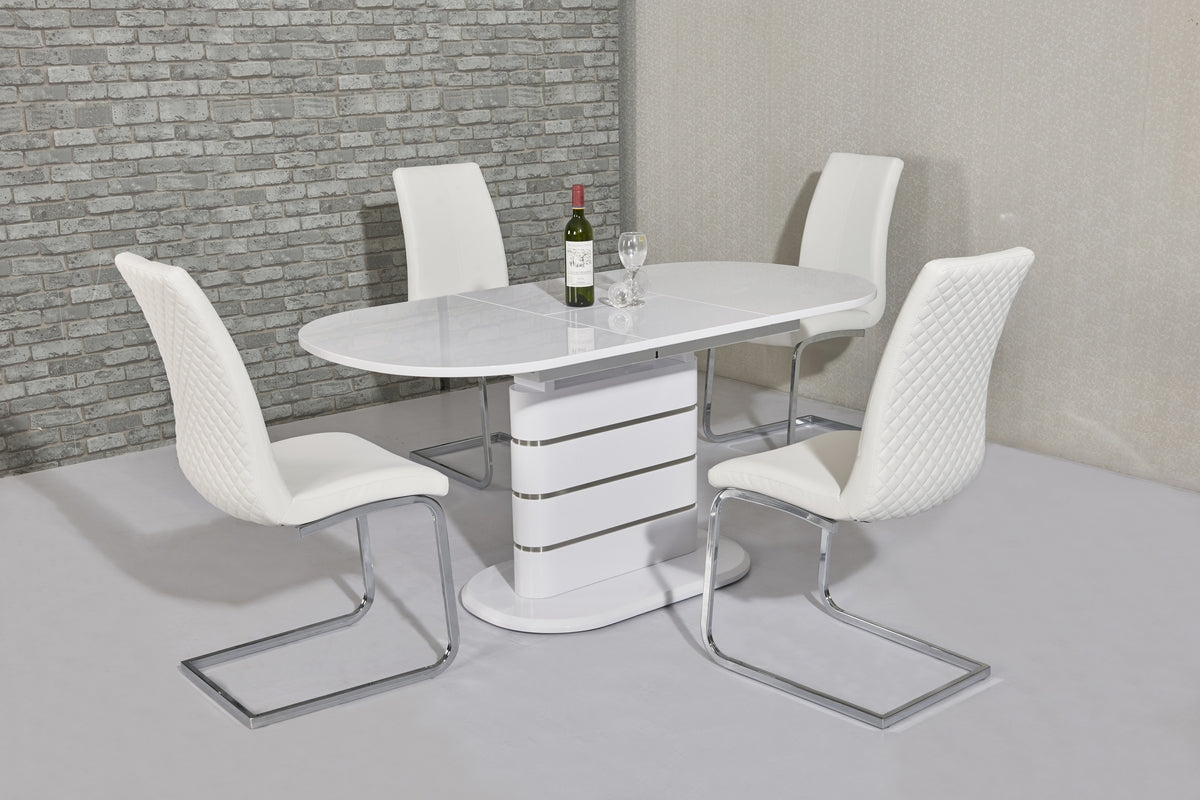 White high gloss small dining table and 2025 chairs