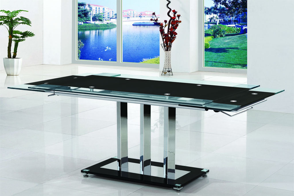 Madrid Black/Red Extendable Glass Dining Table