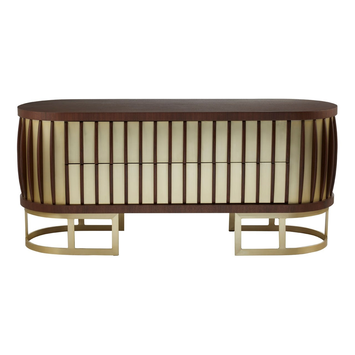 Marcelo Small Walnut Wood Sideboard Glass Vault Furniture