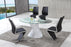 Orbital Clear/Frosted Glass Dining Table with Amari Dining Chairs