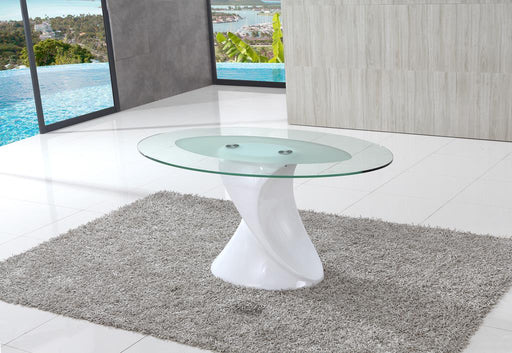 Orbital Oval Clear and Frosted Glass Dining Table
