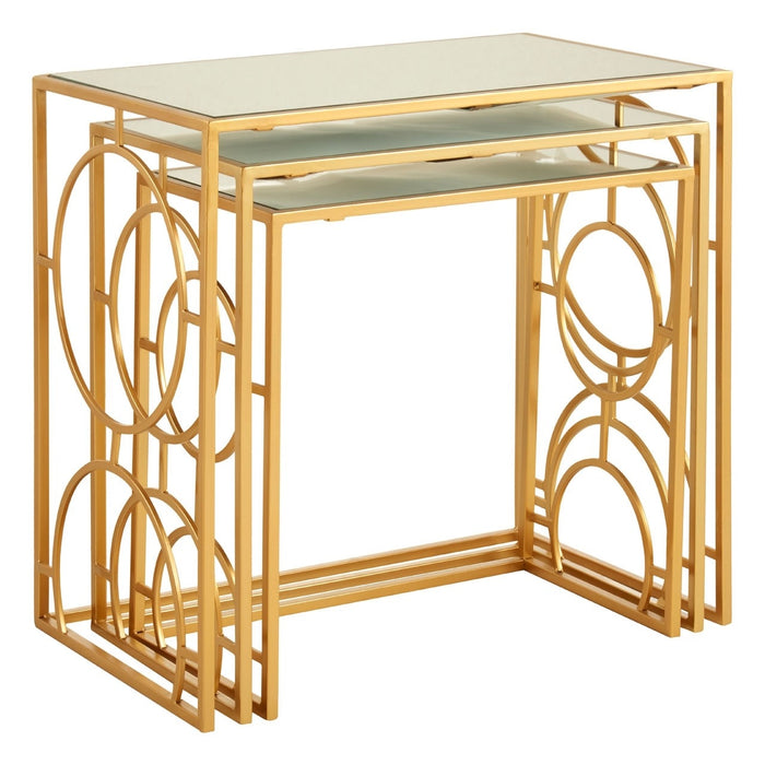 Pasquale Set Of 3 Gold Finish Nesting Side Tables