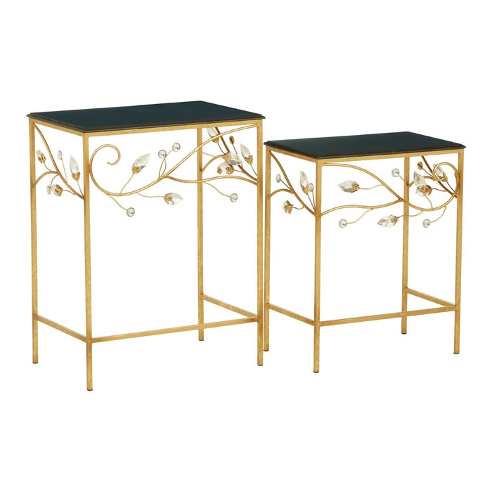 Patrizio Set Of 2 Tables With Black Wooden Top