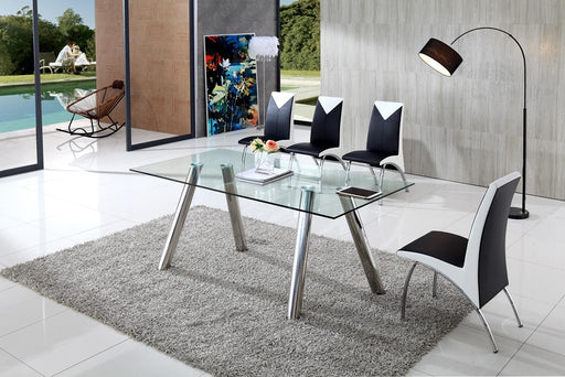 Pedro Clear Glass Dining Table with Angel Chairs