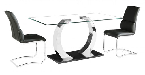 Trento Glass Dining Table Only with Stainless Steel Base