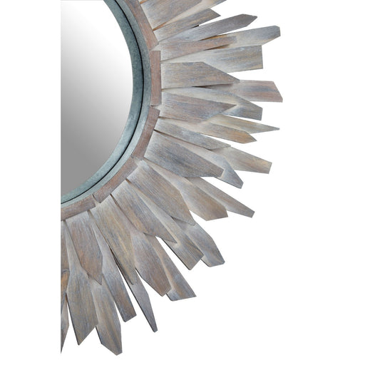 Pio Sunburst Design Grey Wooden Wall Mirror