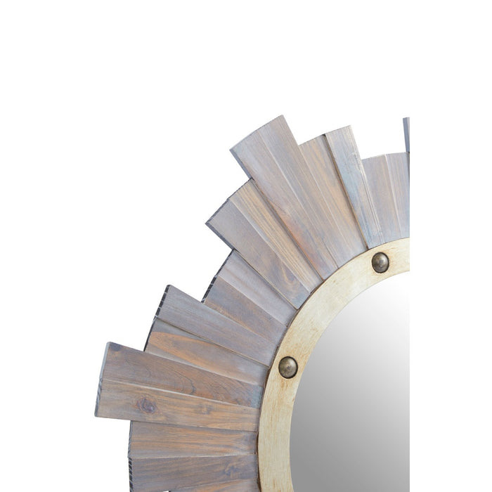 Pippino Sunburst Wooden Wall Mirror With Nailhead