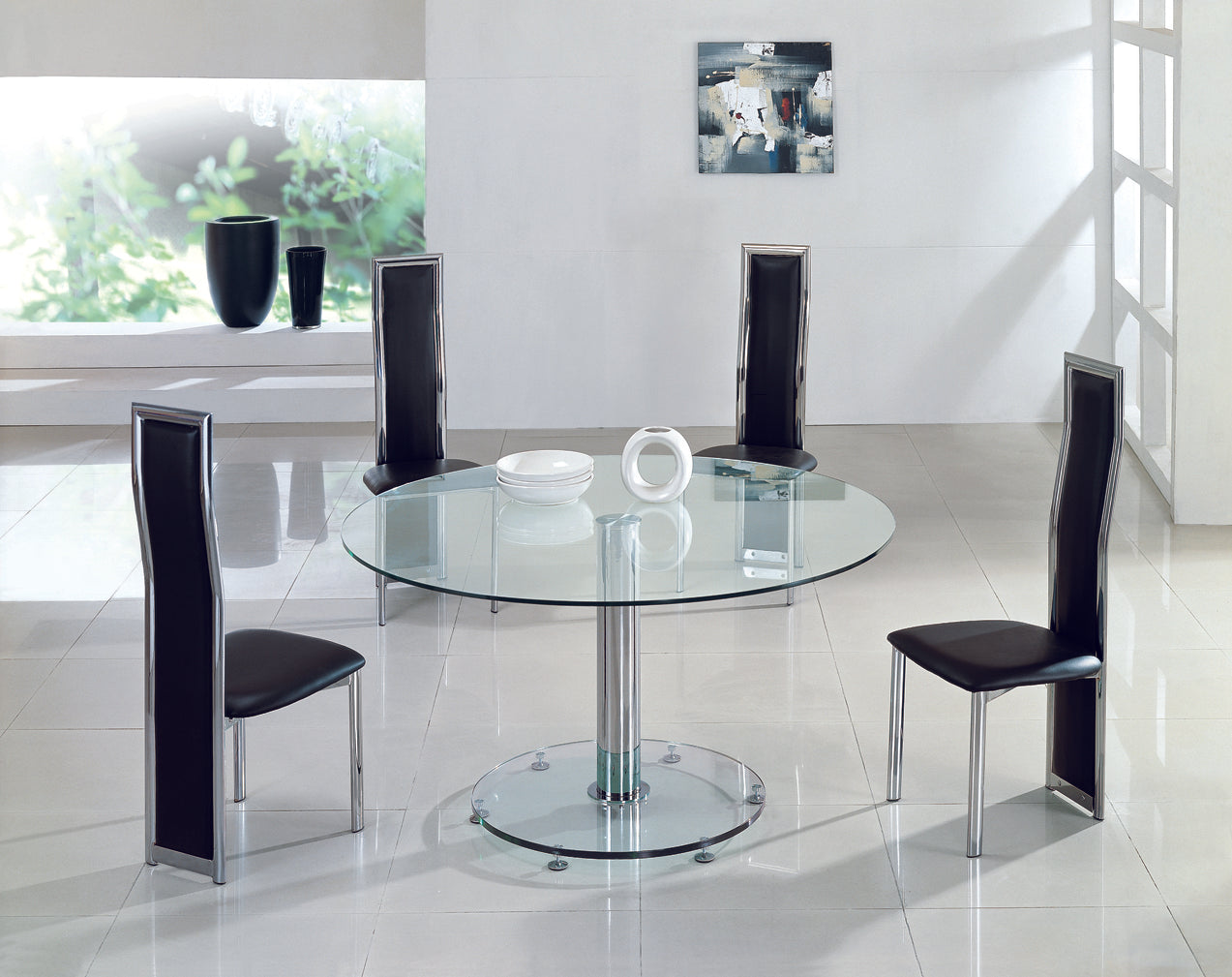 Planet Large Round Clear Glass Dining Table