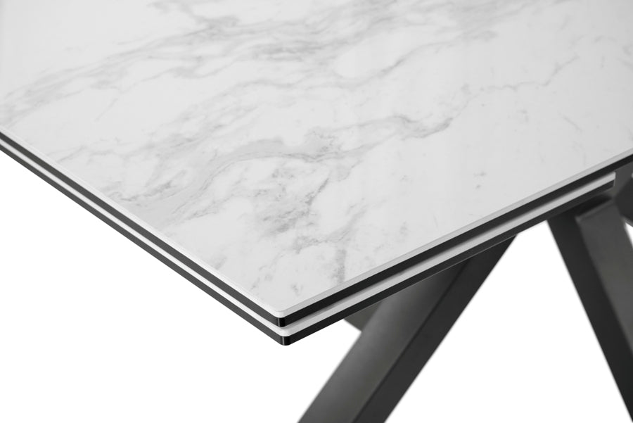 Orlando Big Grey / White Ceramic Marble Extending Dining Table