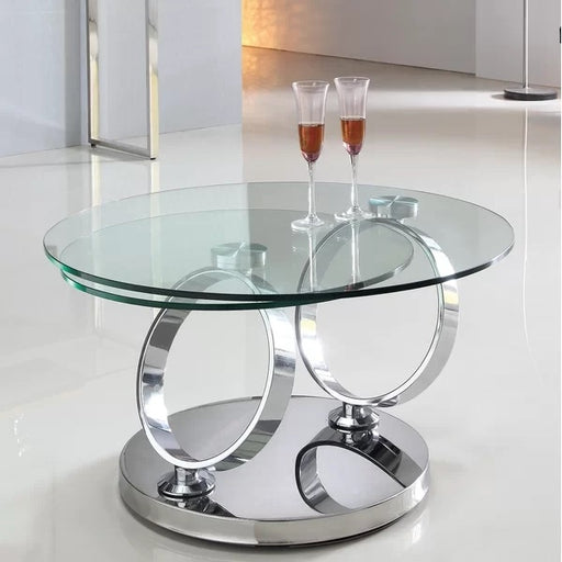 Modern Swirl Clear or Smoke Glass Coffee Table Glass Vault Furniture