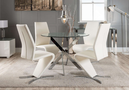 Rio Round Clear Glass Dining Table with Villian Chairs