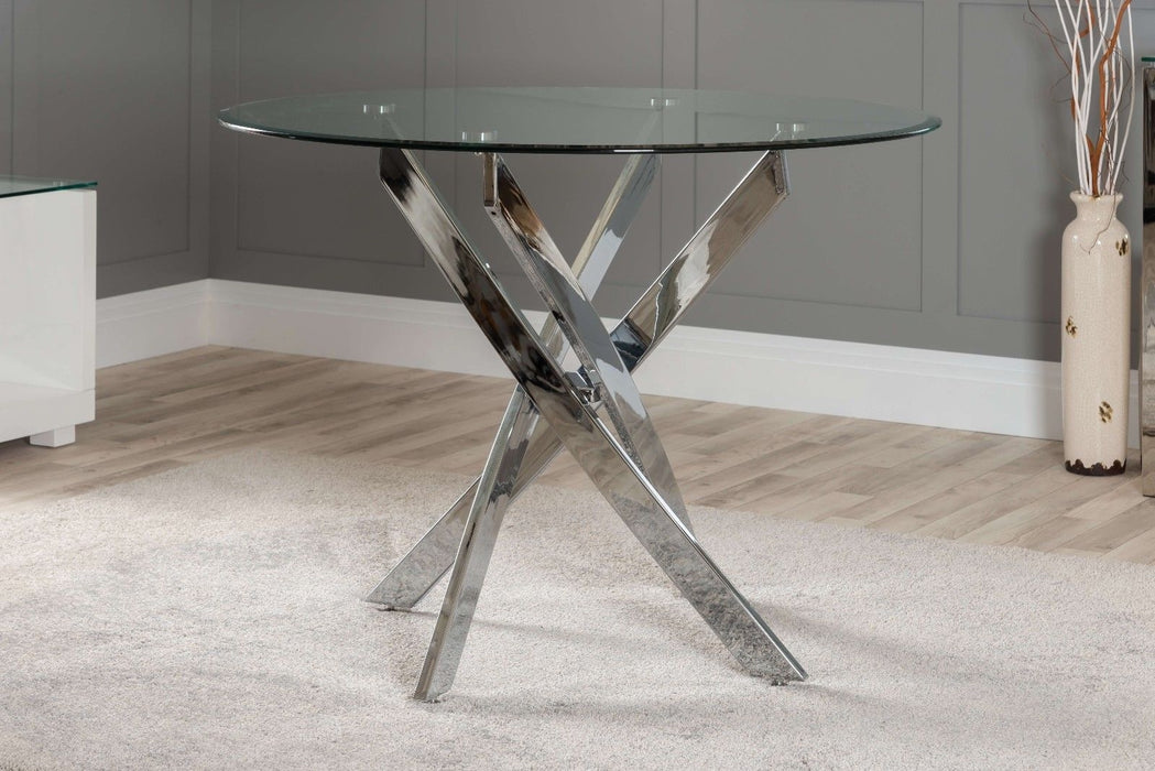 Rio Round Clear Glass Dining Table with Villian Chairs
