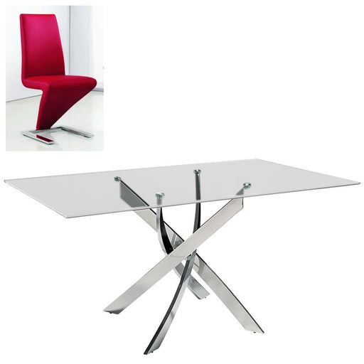 Schneider Clear Glass Dining Table With  Armada Chairs