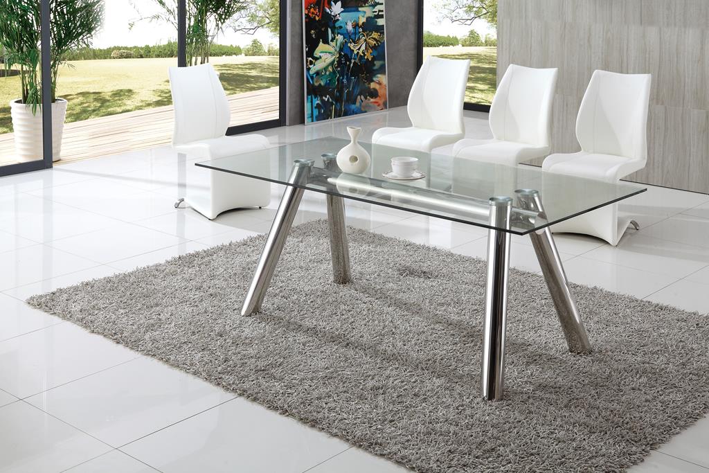 Scorpion Clear Dining Table with Amrose Chairs
