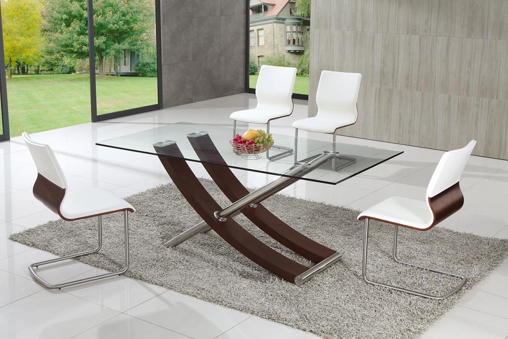 Skorpio Contemporary Glass Dining Table with Alexa Dining Chairs